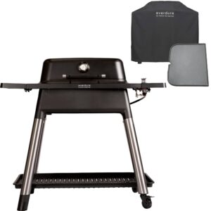 Force gasgrill + grillbetræk & grillplade, mat sort