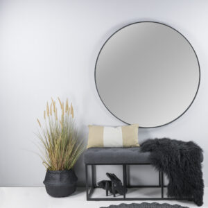 Fugaz - Spejl i sort metal, diameter 120 cm.