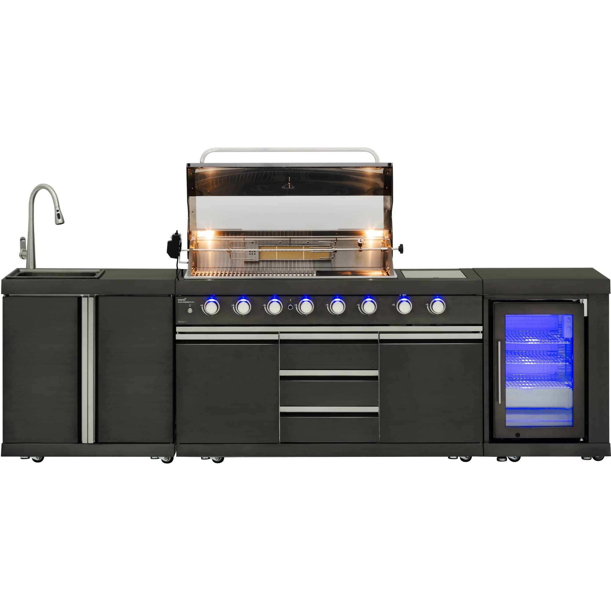 Gasgrill Black Diamond 6+2 sommerkøkken med køleskab og vandhane