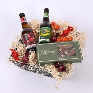 Gavekasse med lækker konfekture og øl - Send gavekurve og blomster med Bloomit