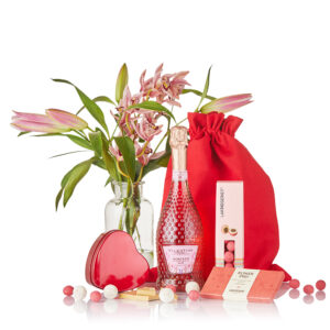 Gavesæt med vin, champagnetrøfler, chokolade & sød lakrids