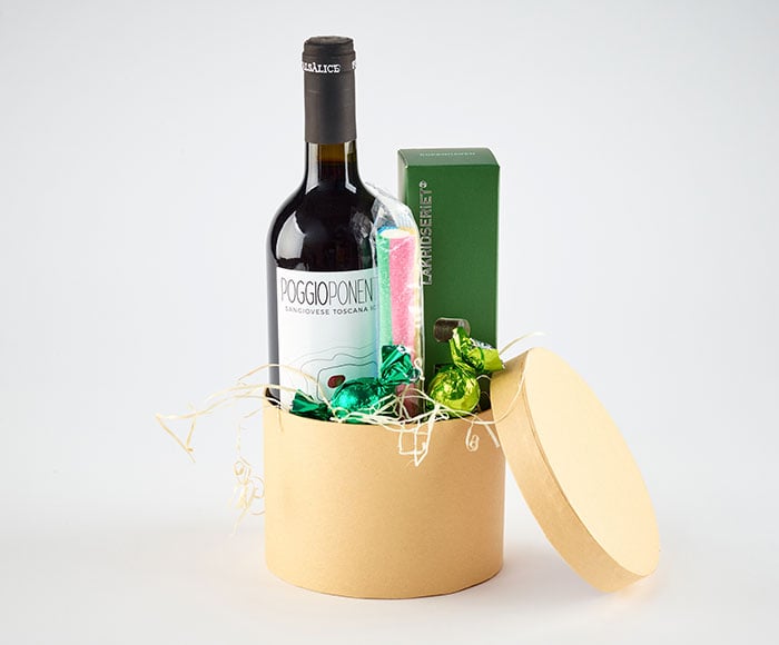 Godt til ganen æske, med rødvin - Send blomster med Bloomit