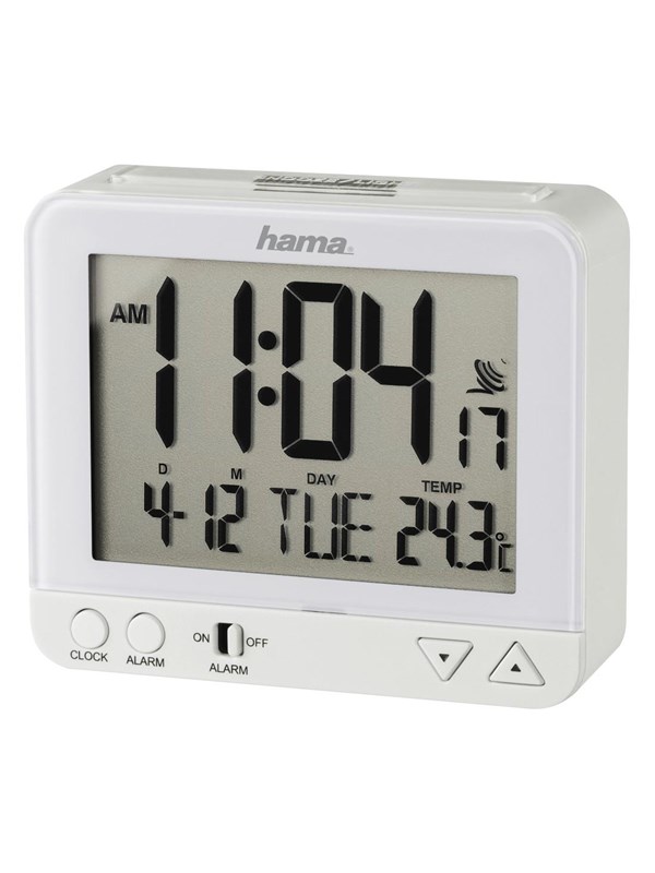Hama 'RC 550' Radio Controlled Alarm Clock with Night Light Function White