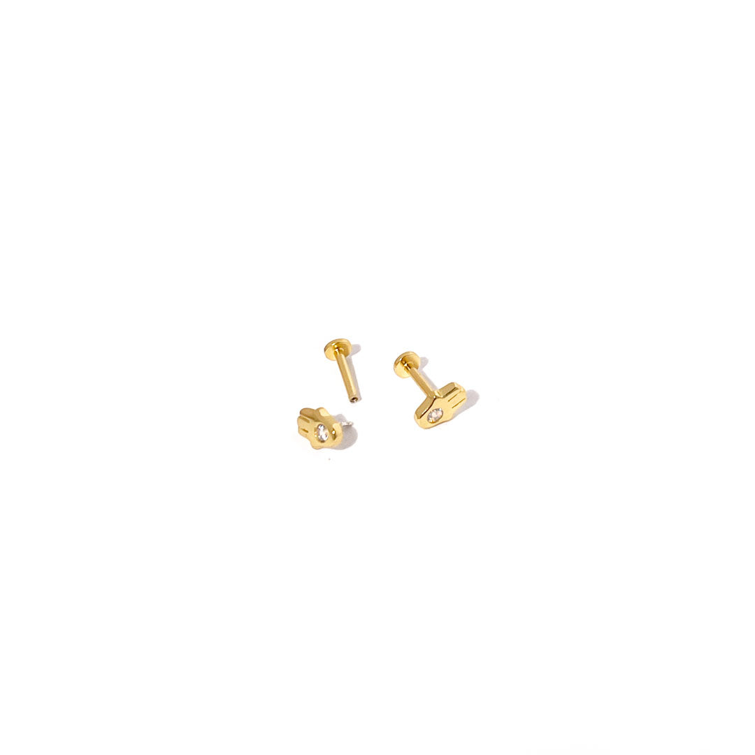 Hamsa hånd øreringe sæt - #TinyHands - 18 Karat forgyldt Sterling - flatbacks