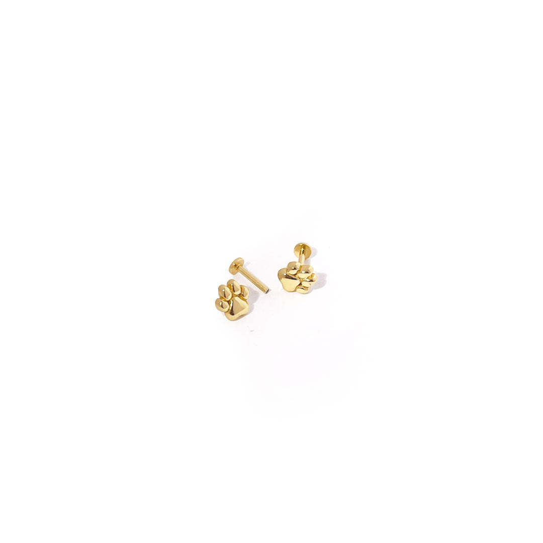 Hundepote øreringe sæt - #PawPaw - 18 Karat forgyldt Sterling - flatbacks