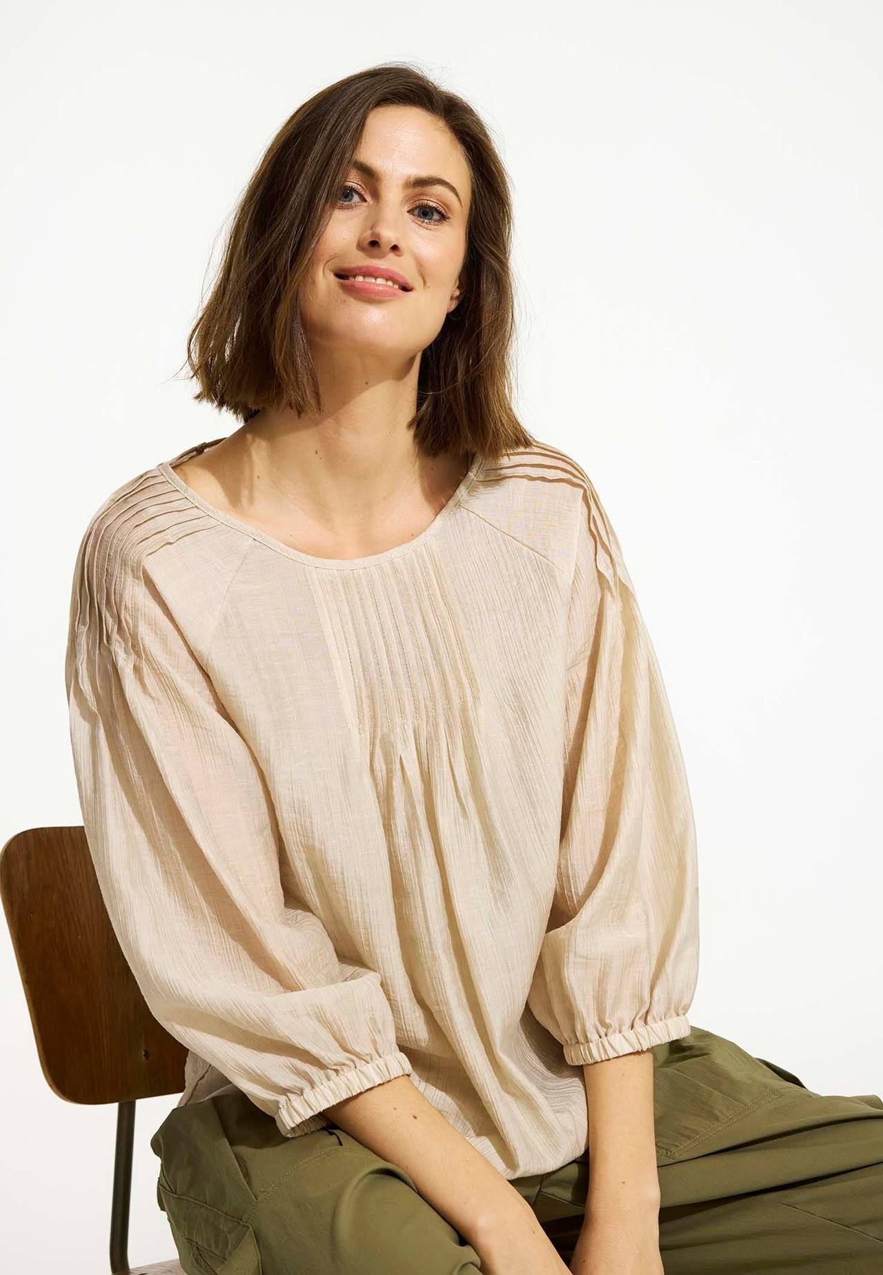 IN FRONT Beate Bluse, Farve: Light Sand, Størrelse: L, Dame