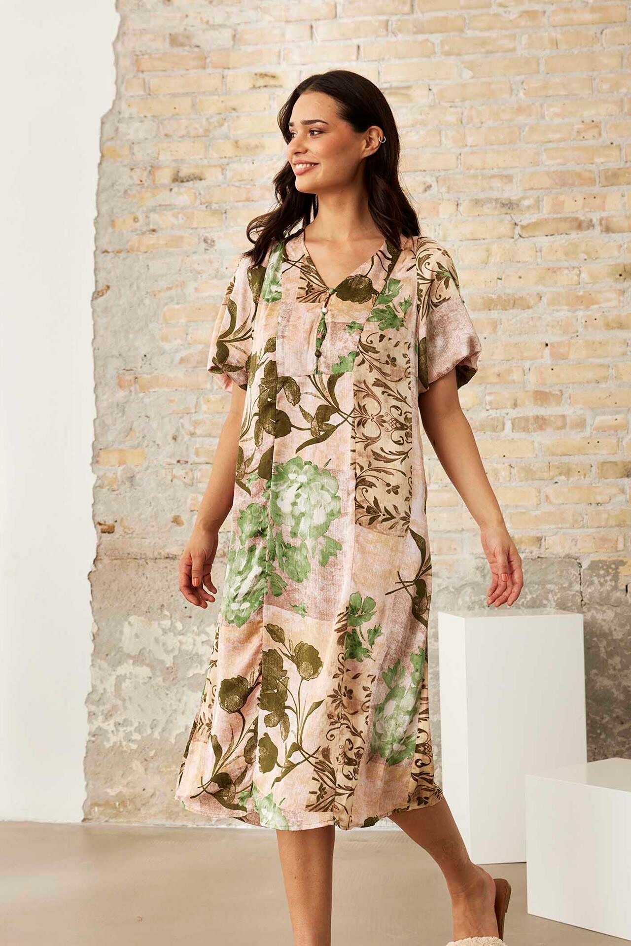 IN FRONT Dana Kjole, Farve: Multi Green, Størrelse: L, Dame