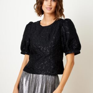 IN FRONT Eliana Bluse, Farve: Black, Størrelse: L, Dame