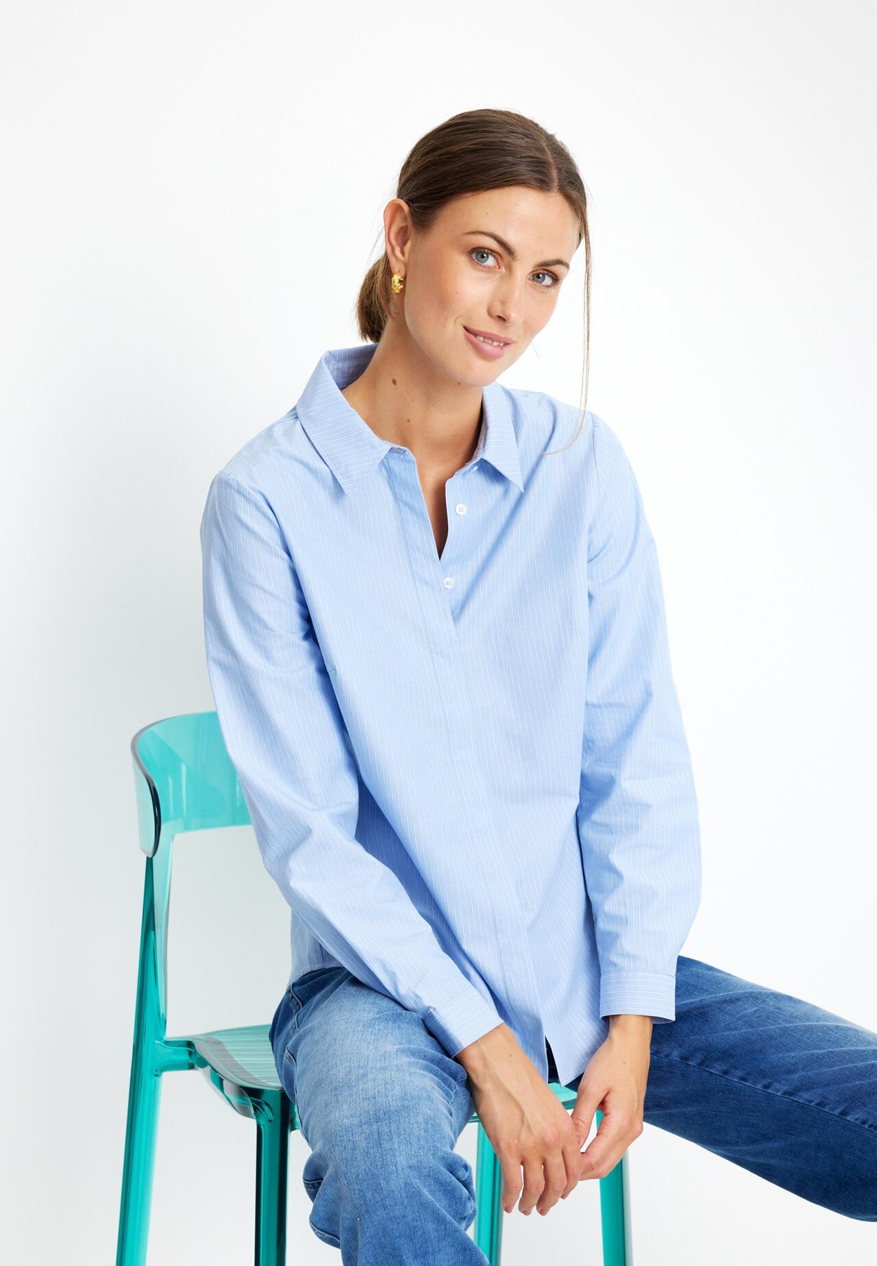 IN FRONT Eliana Skjorte, Farve: Light Blue, Størrelse: L, Dame