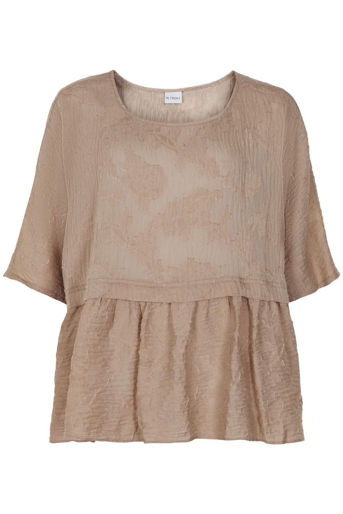 IN FRONT Fine Bluse, Farve: Sand, Størrelse: M/L, Dame