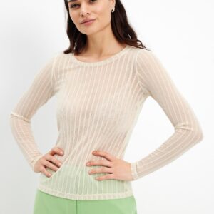 IN FRONT Giana Mesh Bluse, Farve: Cream, Størrelse: L, Dame