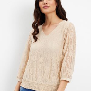 IN FRONT Hella Bluse, Farve: Sand, Størrelse: L, Dame