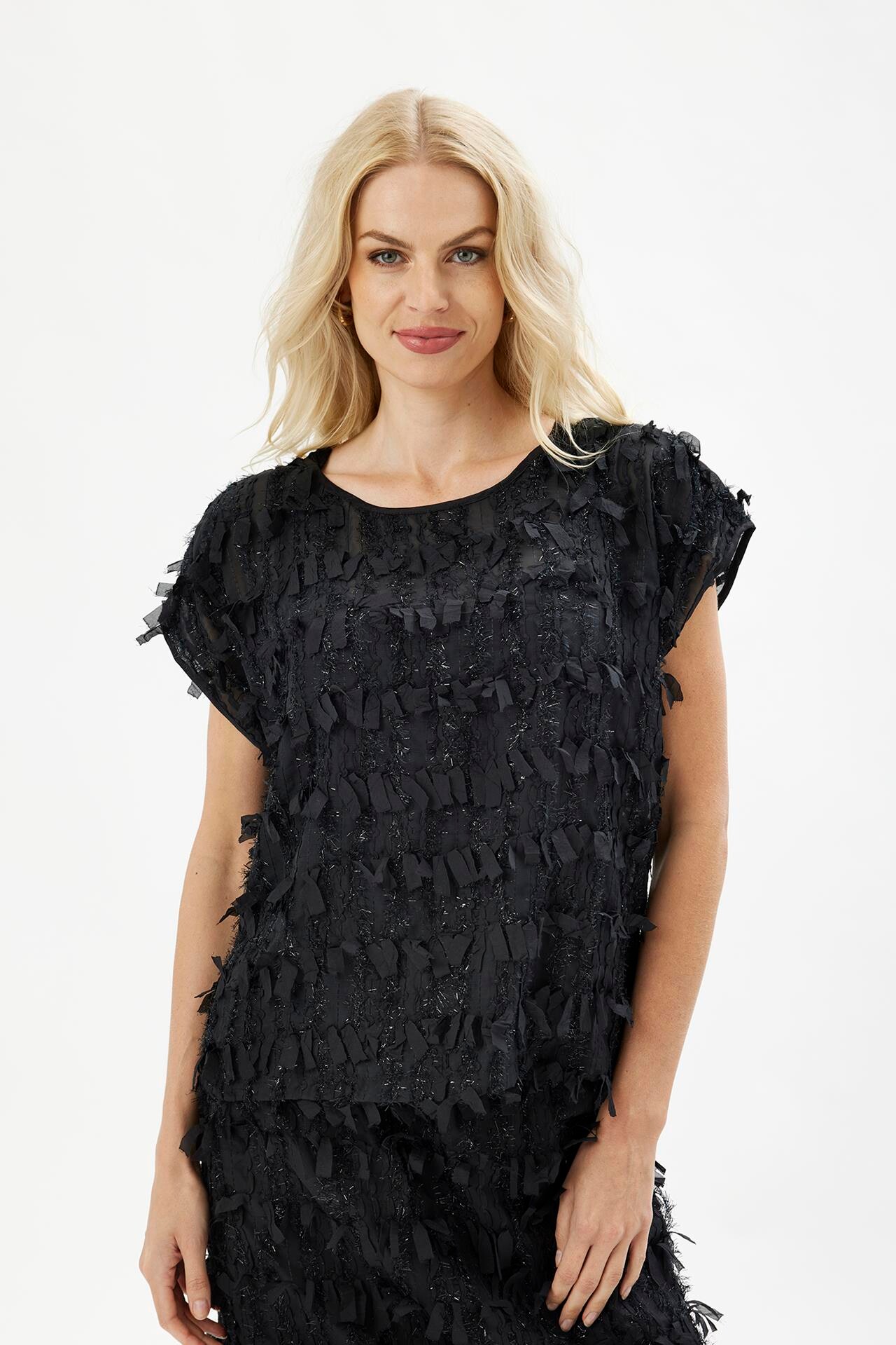 IN FRONT Isadora Bluse, Farve: Black, Størrelse: L, Dame