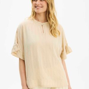 IN FRONT Joanna Bluse, Farve: Sand, Størrelse: L, Dame