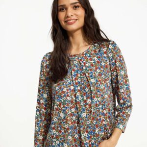 IN FRONT Joyce Bluse, Farve: Multi Blue, Størrelse: L, Dame