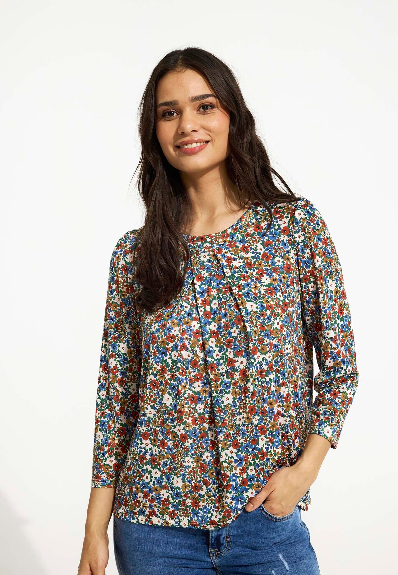 IN FRONT Joyce Bluse, Farve: Multi Blue, Størrelse: L, Dame