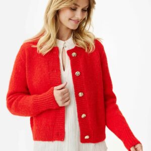IN FRONT Louisa Cardigan, Farve: Red, Størrelse: L, Dame