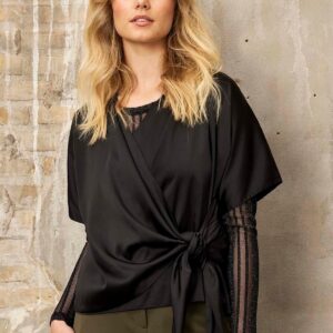 IN FRONT Mandy Bluse, Farve: Black, Størrelse: L, Dame