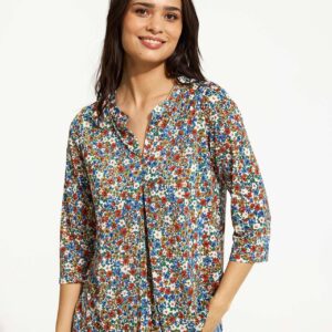 IN FRONT Maracol Bluse, Farve: Multi Blue, Størrelse: L, Dame