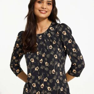 IN FRONT Marcia Bluse, Farve: Black, Størrelse: L, Dame