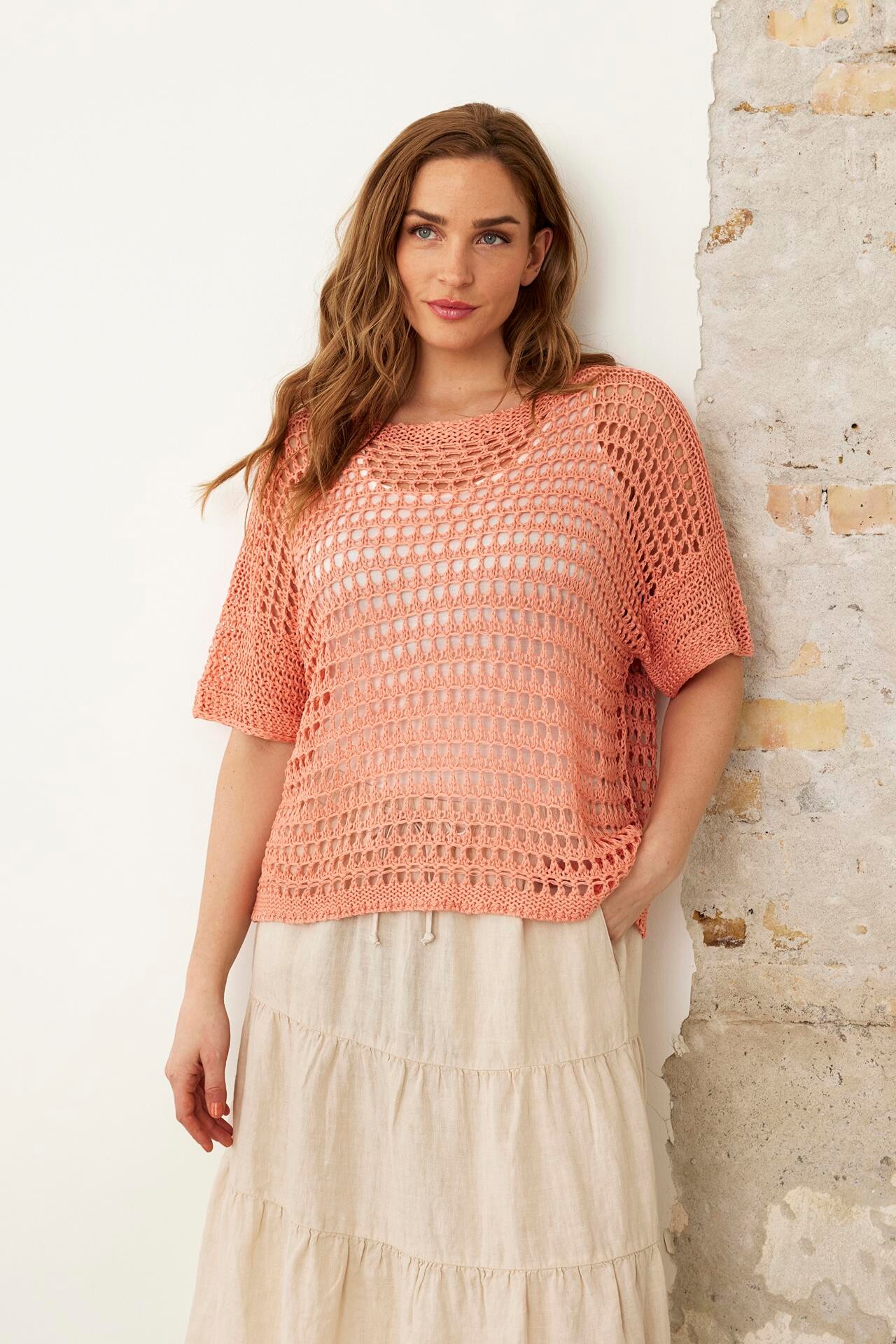 IN FRONT Nova Bluse, Farve: Coral, Størrelse: L/XL, Dame