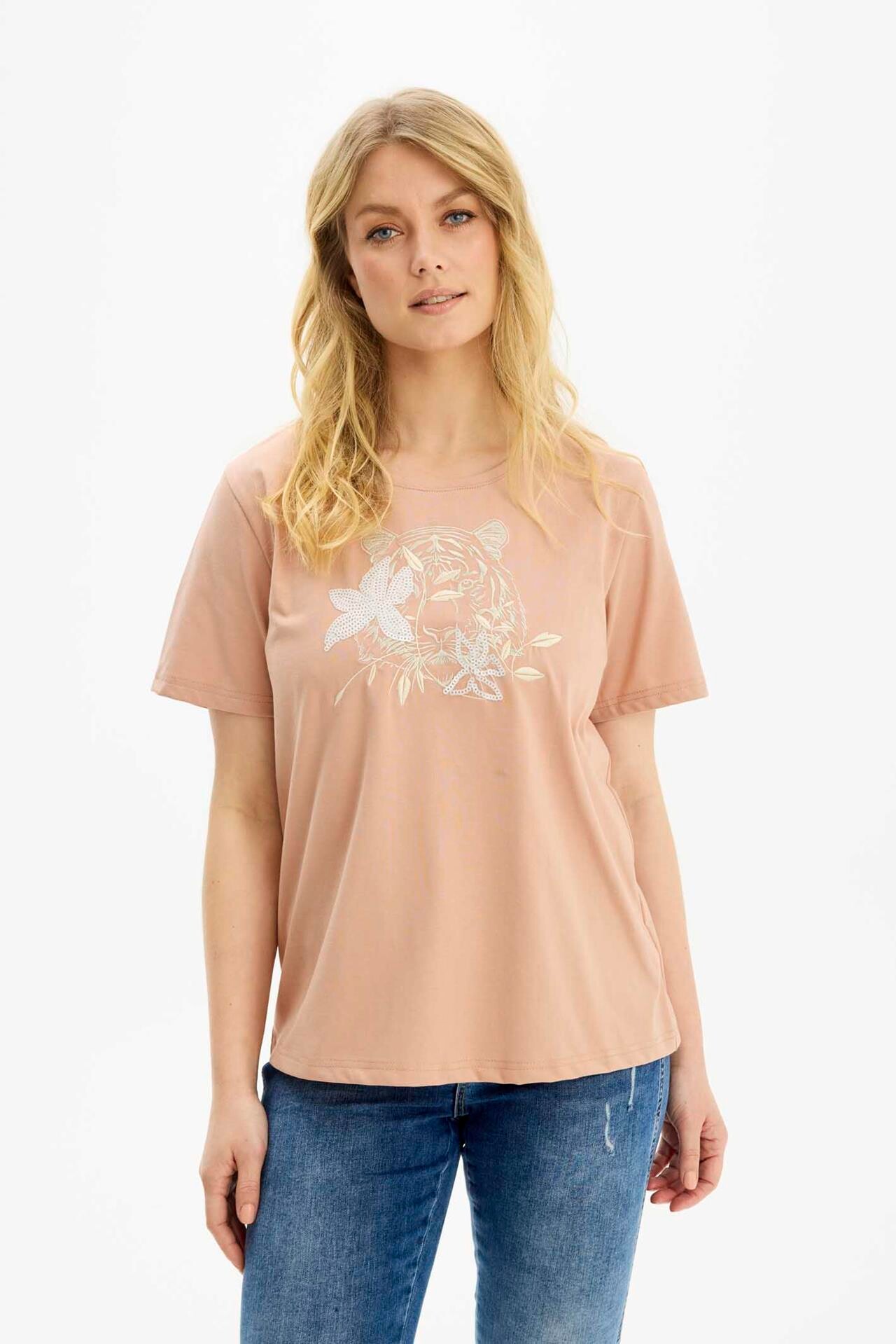 IN FRONT Palma T-shirt, Farve: Blush Rose, Størrelse: L, Dame