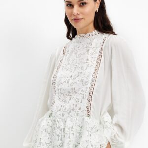 IN FRONT Simone Bluse, Farve: White, Størrelse: L, Dame