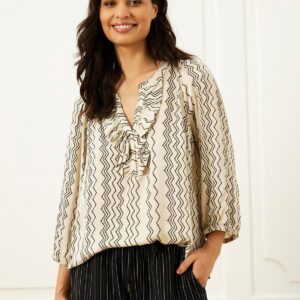 IN FRONT Twist Bluse, Farve: Nature, Størrelse: L, Dame