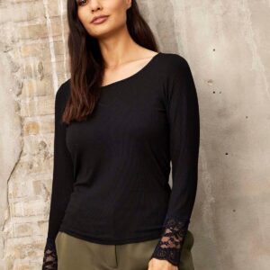 IN FRONT Vivian Bluse, Farve: Black, Størrelse: L, Dame