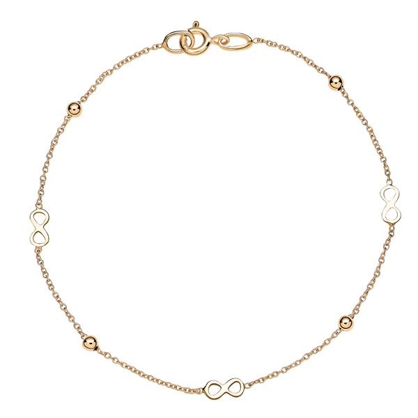 Infinity armbånd i 9 kt. Guld med Kugler - 18 cm
