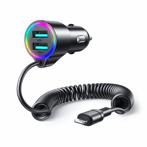JOYROOM™ | 2-i-1 USB-A Oplader til Bil M. (Lightning Kabel) - Sort