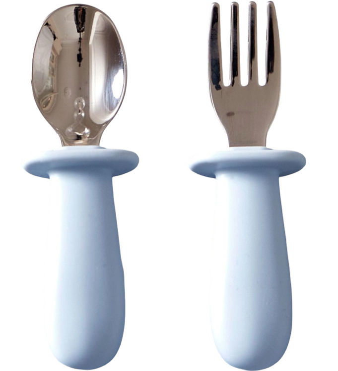 Jack o Juno Børnebestik - Silikone/Rustfrit Stål - Pale Blue