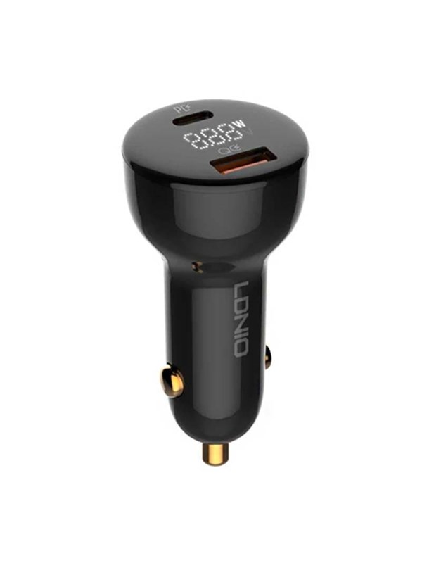 LDNIO C101 Car Charger USB + USB-C 100W + USB-C to USB-C Cable (Black)