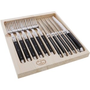 Laguiole bestik, sort, 12 dele