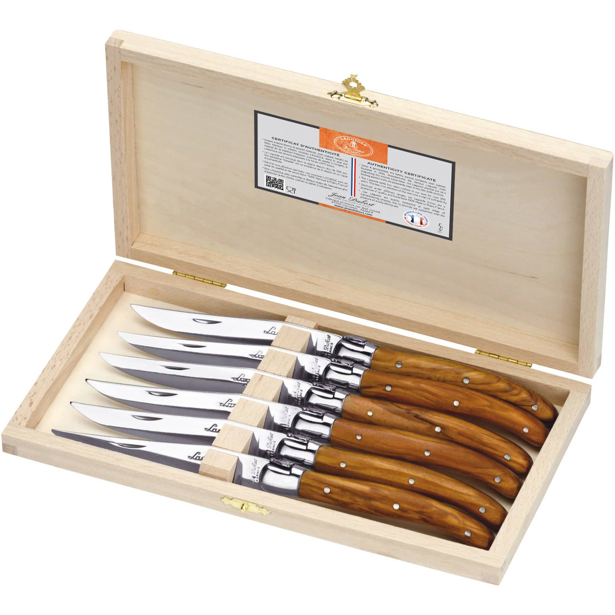 Laguiole knive, oliventræ, 6 stk.