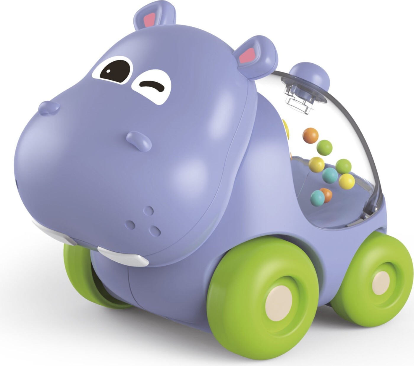 Legetøjsbil Til Baby - Flodhest Med Konfetti - Scandinavian Baby