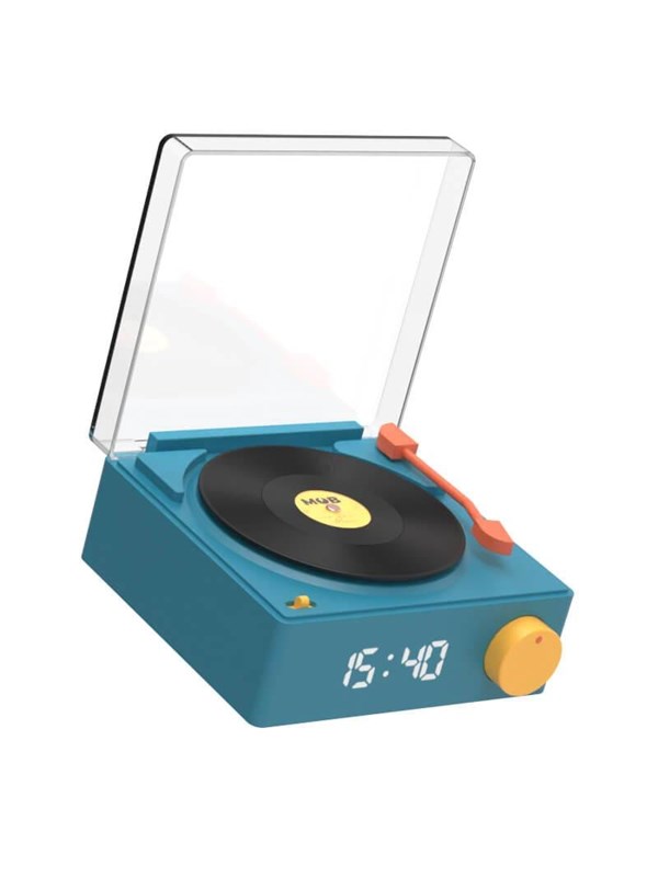MOB Speaker Alarm Clock Vinyl Retro Blue