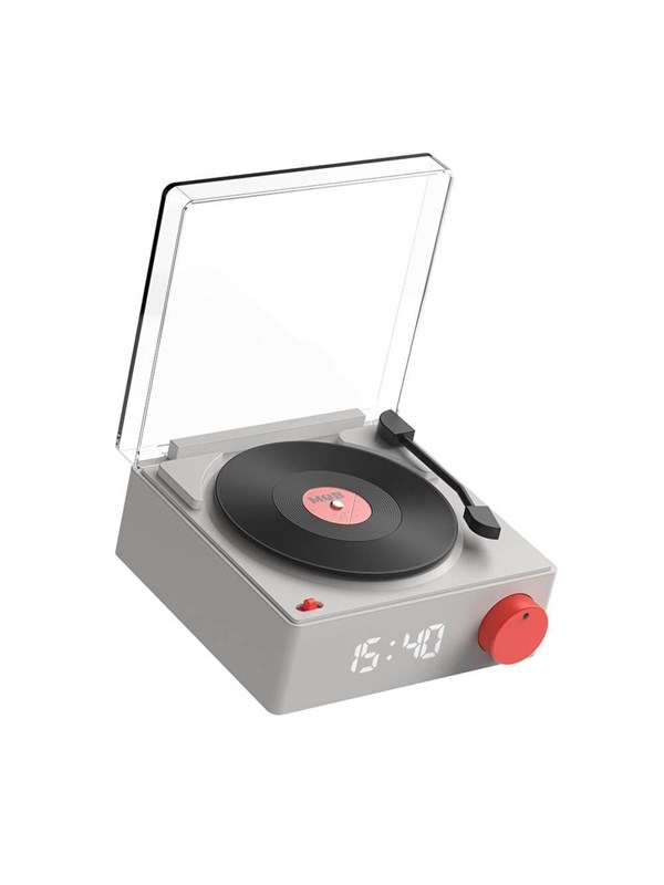 MOB Speaker Alarm Clock Vinyl Retro Grey