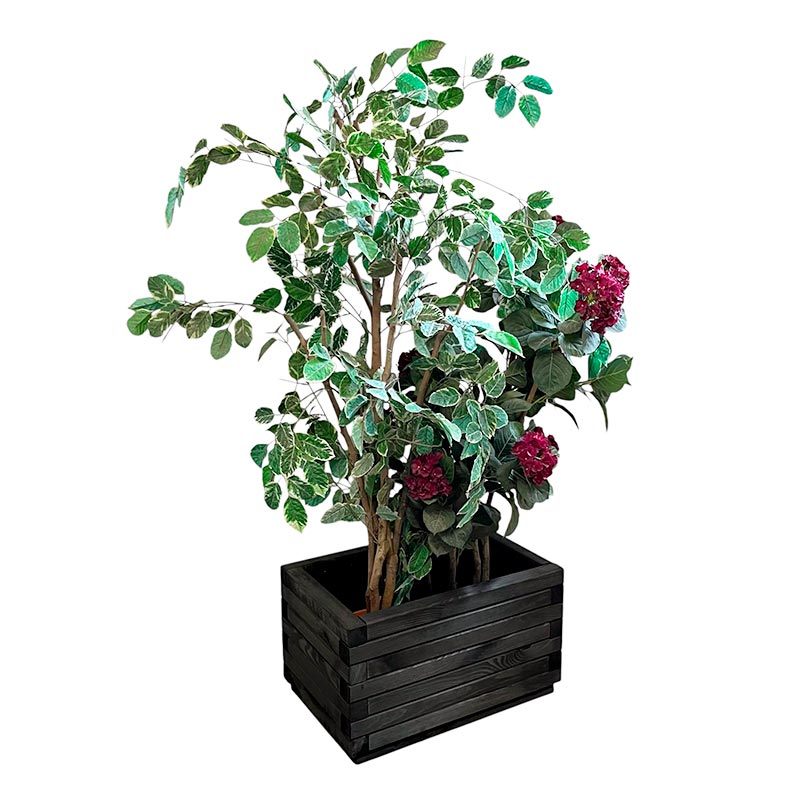 Massiv plantekasse, sort, 60 x 40 x 35 cm