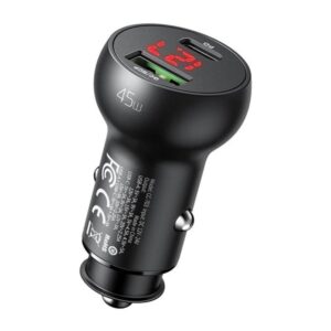 Mcdodo Car Charger CC-7030 USB + USB-C with Display 45W (Black)