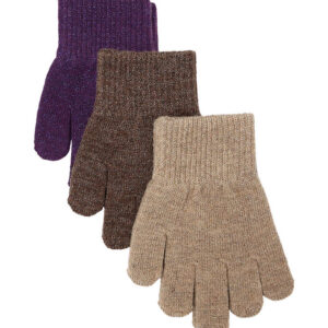 Mikk-Line Handsker - Uld/Polyamid - 3-pak - Nightshade/Chocolate