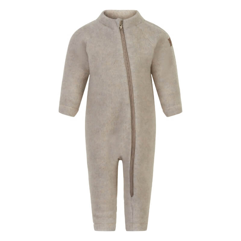 Mikk-Line - Køredragt Wool Baby Suit - Melange Offwhite - 68