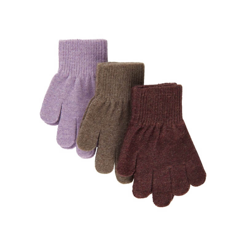 Mikk-Line - Magic Handsker 3-pak - Dark Mink/Slate Black/Chalk Violet - 8-16 år