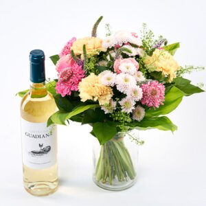 Mors dag buket med hvidvin - Send blomster med Bloomit