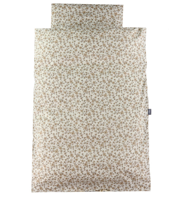 Nørgaard Madsens Sengetøj - Baby - Hvid/Beige m Blomsterprint