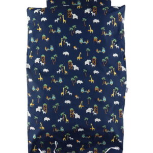 Nørgaard Madsens Sengetøj - Baby - Navy m. Safaridyr
