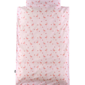 Nørgaard Madsens Sengetøj - Baby - Rosa m. flamingo/Blomster