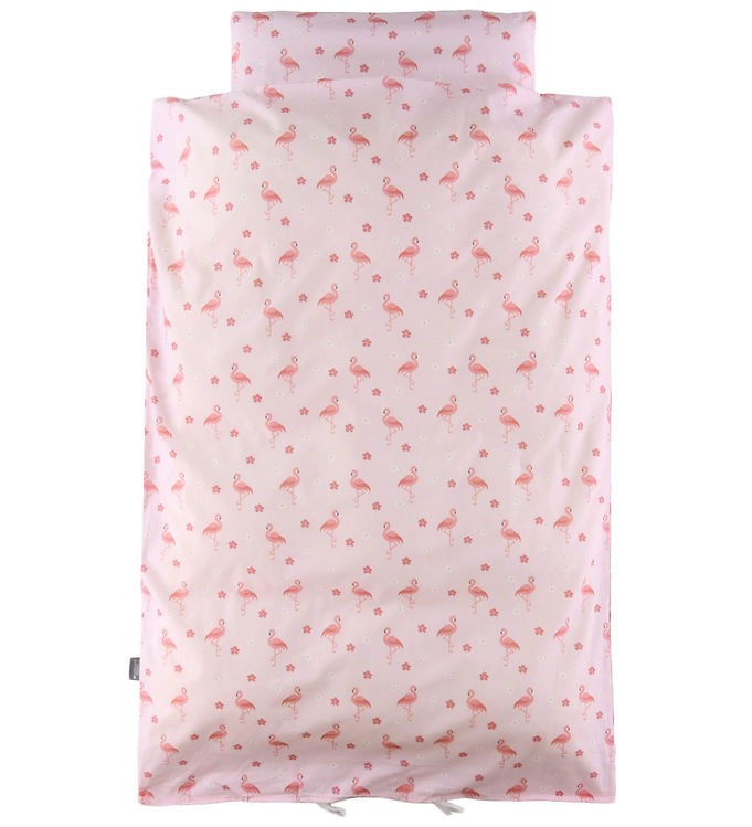 Nørgaard Madsens Sengetøj - Baby - Rosa m. flamingo/Blomster