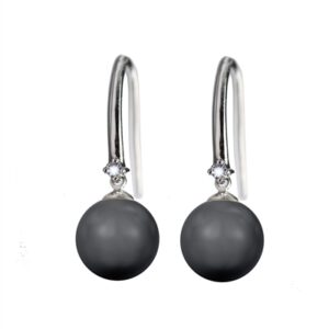 Pearlie øreringe "Crystal Black Pearl"/sølv