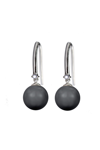 Pearlie øreringe "Crystal Black Pearl"/sølv